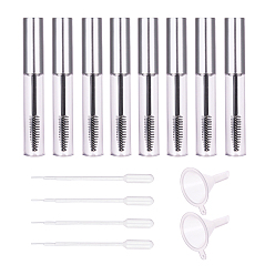 Прозрачный Сделай сам пустая бутылка для ресниц, флакон с кремом для ресниц / контейнер, аксессуары для макияжа, мини-прозрачная пластиковая воронка и одноразовая пластиковая капельница 2 мл, прозрачные, 1.6x10.6 см, емкость: 10 мл (0.34 жидких унций), 12 шт / комплект