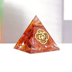 Red Agate Чакра ювелирные изделия йога, оргонитовая пирамида, фигурки из смолы, с натуральными кусочками красного агата внутри статуй для украшения домашнего офиса, 30 мм