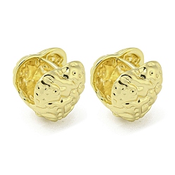 Golden Creolen aus Messing mit strukturierter Herz-Rack-Beschichtung, cadmiumfrei und bleifrei, golden, 15x16x15 mm