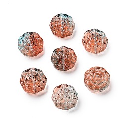 Сэнди Коричневый Спрей окрашены прозрачные стеклянные бусины, цветочный шарм, песчаный коричневый, 15x15x6 мм, отверстие : 1.2 мм
