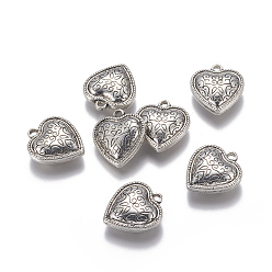 Античное Серебро Пластмассовые подвески ccb, сердце, античное серебро, 23x20.5x7 мм, отверстие : 2 мм