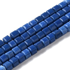 Морской Синий Природный агат бисер нитей, окрашенные, кубические, Marine Blue, 3x3x3 мм, отверстие : 1 мм, около 228 шт / нитка, 15.08'' (38.3 см)