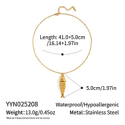 Fish Стиль морского отдыха 304 ожерелья с подвесками из нержавеющей стали для женщин, золотые, рыба, 16.14 дюйм (41 см)