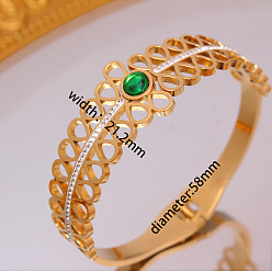 Teardrop 304 микропроцессор из нержавеющей стали, кубический цирконий, широкие браслеты для женщин, реальный 18 k позолоченный, слеза, внутренний диаметр: 2-1/4 дюйм (5.8 см)