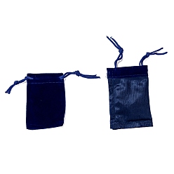 Dark Blue Rectangle Velvet Pouches, Gift Bags, Dark Blue, 7x5cm
