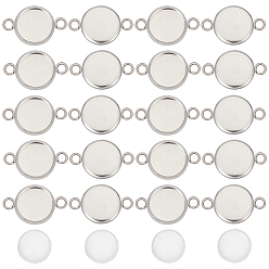 Нержавеющая Сталь Цвет Комплект для изготовления пустого купольного разъема своими руками, включая плоский круглый 304 разъем из нержавеющей стали, Кабошоны из стекла, цвет нержавеющей стали, 160 шт / коробка, параметров соединителя: 17.5x12x2 мм, отверстие : 2 мм, лоток : 10 мм