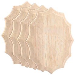 Oval 4шт. необработанной доски из каучукового дерева, овальные, 250x198x16.5 мм