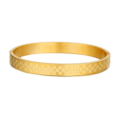 Золотой Мужские 304 из нержавеющей стали браслеты, браслеты на шарнирах, шотландка, золотые, внутренний диаметр: 2.56 дюйм (6.5 см)