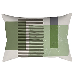 Rectangle Fundas de almohada de poliéster abstractas de geometría de estilo nórdico serie verde, fundas de colchón, para sofá cama, Rectángulo, Rectángulo, 300x500 mm