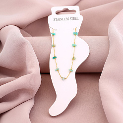 Бирюза Окрашенная натуральная кварцевая крошка с 304 цепочками из нержавеющей стали, золотые, бирюзовые, 8-1/4 дюйм (210 мм)