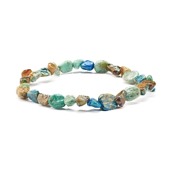 Хризоколла Натуральный браслет из бусин хризоколлы и лазурита, внутренний диаметр: 2 дюйм (5.2~5.6 см)