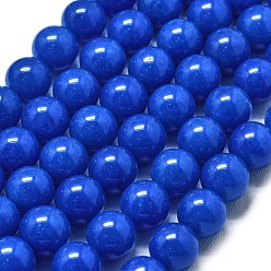 Синий Натуральный Malaysia нефритовые бусы пряди, окрашенная и подогревом, круглые, синие, 11.5~12.5 мм, отверстие : 1.2 мм, около 35 шт / нитка, 14.96 дюйм (38 см)