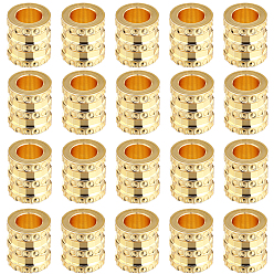 Настоящее золото 18K 30 шт. стойки, покрытие латунных бусин, без кадмия и без свинца, долговечный, колонка, реальный 18 k позолоченный, 6x6.5 мм, отверстие : 3.5 мм
