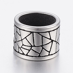 Античное Серебро 304 из нержавеющей стали бусы, бусины с большим отверстием, колонка, античное серебро, 11x8 мм, отверстие : 8.5 мм