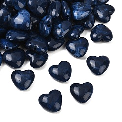 Dark Blue Two-tone Opaque Acrylic Beads, Heart, Dark Blue, 16.5x17.5~18x8mm, Hole: 2mm, about 349pcs/500g