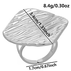 Нержавеющая Сталь Цвет Простое и элегантное открытое кольцо-манжета из нержавеющей стали в форме ромба для женщин, уникальный модный аксессуар, цвет нержавеющей стали, 34 мм, внутренний диаметр: 17 мм