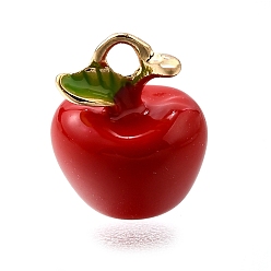 Яблоко Сплав эмали прелести, золотые, яблоко, 11.5x8.5x7.5 мм, отверстие : 1.6 мм