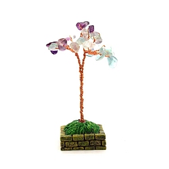 Флюорит Флюоритовый цветник щебень дерево удачи украшения мини-дом креативный офис украшения поделки маленькие украшения, 70x55 мм