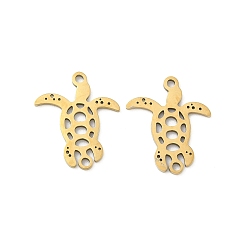 Turtle Океан 201 подвески-соединители в виде морских животных из нержавеющей стали с лазерной резкой, реальный 18 k позолоченный, ионное покрытие (ip), черепаха, 18x15x1 мм, отверстие : 1.4 мм