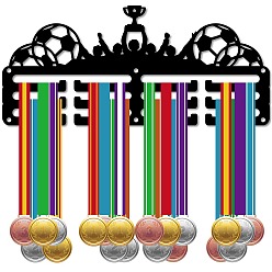 Football Спортивная тема железная вешалка для медалей настенная стойка для дисплея, 3-линия, с винтами, футбол, 130x290 мм, отверстие : 5 мм