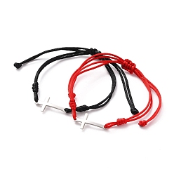 Edelstahl Farbe Verstellbare geflochtene Perlenarmbänder aus Nylon, mit 201 Edelstahlvernetzungen, Gemischte Farbe, Edelstahl Farbe, 7/8~3-7/8 Zoll (2.1~9.8 cm)