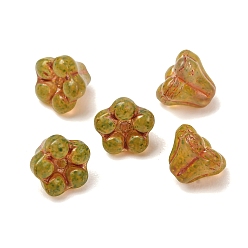 Yellow Green Handmade Lampwork Bead Caps, Flower, Yellow Green, 7x8.5x8.5mm, Hole: 1mm, about 240pcs/bag