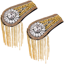 Золотой Кисточка из железной цепочки-капли с эполетами из стразов, наплечные значки, золотые, 240x58x10.5 мм, булавка: 20 mm в диаметре