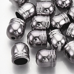 Черный Цвет Металла Уф покрытие абс пластик концы шнура, Торцевые крышки, металлический черный , 9x8 мм, отверстие : 1.8 мм, внутренний диаметр: 5.5 мм