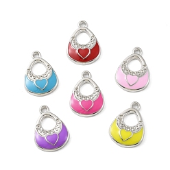 Mixed Color CCB Plastic Enamel Pendants, Platinum, Hand Bag Charms, Mixed Color, 26x19x4mm, Hole: 2.5mm