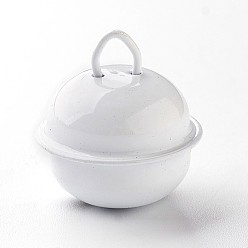 Белый Железный колокол подвески, белые, 23.5x21.5 мм, отверстие : 4x4 мм