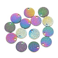 Rainbow Color Ионное покрытие (ip) 304 брелоки из нержавеющей стали, , лазерная резка, плоско-круглые, Радуга цветов, 10x0.8 мм, отверстие : 1.4 мм