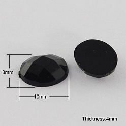 Черный Акриловый кабошоны со стразами, плоская задняя и задняя, граненые, овальные, чёрные, 10x8x4 мм , около 2000 шт / мешок