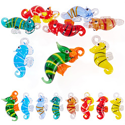 (52) Непрозрачная лаванда 8 шт 8 стили подвески лэмпворк ручной работы, прелести морских коньков, разноцветные, 35~49x16~30x11~16 мм, отверстие : 2.5 мм, 1 шт / стиль