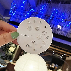 Платина 7 пары антикоррозийных изысканных комплектов сережек-гвоздиков из сплава для девушек и женщин, с пластиковыми бусинами, имитирующими жемчуг, и латунной булавкой, разнообразные, платина, Размер упаковки: 75x75 mm