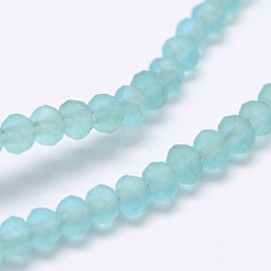 Sky Blue Half Rainbow Plated Faceted Rondelle Glass Bead Strands, Frosted, Sky Blue, 2.8~3x2mm, Hole: 0.8mm, about 200pcs/strand, 15.1 inch