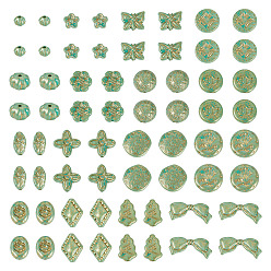 Темный Голубой 92 непрозрачные акриловые бусины, золотой металл обвитыми, разнообразные, темные голубые, 10.5~20x7~20x5~9 мм, отверстие : 1.2~2 мм