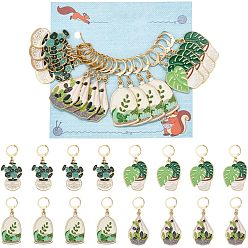 (52) Непрозрачная лаванда Подвесные маркеры для стежков из эмалированного сплава для горшечных культур, подвески крючком, маркер с замком и кольцом с подвеской в виде винного бокала, разноцветные, 3.7~5 см, 4 стиль, 4 шт / стиль, 16 шт / комплект