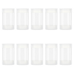 White Transparent PC Plastic & PE Bead Storage Tubes, with Double White Lids, White, 10.4x6cm, Inner Diameter: 5.9cm