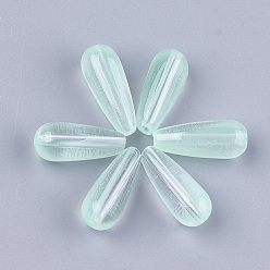 Светло-зеленый Прозрачные брызги, окрашенные распылением, слеза, светло-зеленый, 19x8 мм, отверстие : 1.4 мм