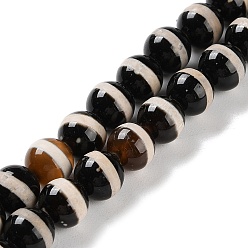 Кокосово-Коричневый Натуральный тибетский полосатый узор бусины из агата дзи, окрашенная и подогревом, круглые, кокосового коричневый, 10 мм, отверстие : 1 мм, около 30~38 шт / нитка, 11.89~15.12'' (30.2~38.4 см)