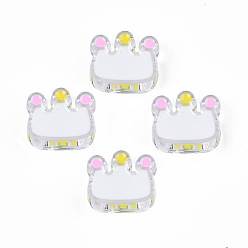 Белый Дым Прозрачные акриловые бусины, с эмалью, корона, серый, 22x25x8 мм, отверстие : 2.5 мм