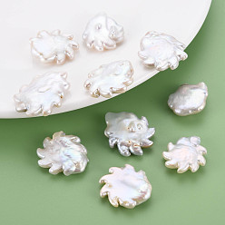 Seashell Color Natural Keshi Pearl Beads, Cultured Freshwater Pearl, No Hole/Undrilled, Hot Wheel, Seashell Color, 23~31x20~24x5~8mm