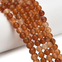 Красный Агат Природного сердолика нитей бисера, окрашенная и подогревом, круглые, матовые, круглые, 6~6.5 мм, отверстие : 0.7 мм, около 62 шт / нитка, 14.80 дюйм (37.6 см)