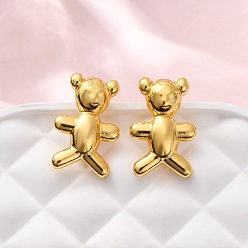 Золотой Серьги-гвоздики из латуни в форме медведя, без кадмия и без свинца, стойки покрытие, долговечный, золотые, 18x12 мм