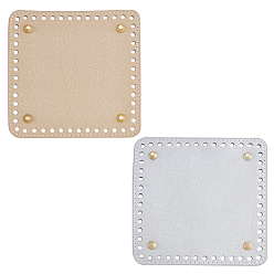 Mixed Color 2Pcs 2 Colors Square PU Leather Purse Bottom, with Iron Findings, Knitting Bag Accessories, Mixed Color, 15x15x0.35cm, Hole: 5mm, 1pc/color