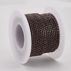 Light Amethyst Electrophoresis Iron Rhinestone Strass Chains, Rhinestone Cup Chains, with Spool, Light Amethyst, SS6.5, 2~2.1mm, about 10yards/roll