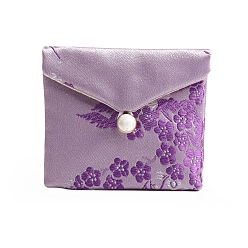 чертополох Мешочки для хранения ювелирных изделий с тканевой вышивкой и цветами, сумки-конверты, для браслетов, , прямоугольные, чертополох, 7x8 см