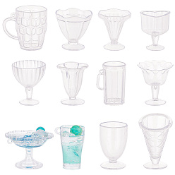Clear Plastic Mini Cups Set, Clay Mold, for DIY Ice Cream Cup Cream Clay Accessory Container, Clear, 25~42x21~35x30~50mm, 12pcs/set