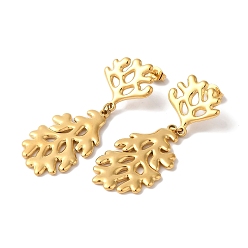 Золотой Листовое ионное покрытие (IP) 304 серьги-гвоздики из нержавеющей стали для женщин, золотые, 52x19 мм