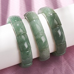 Green Aventurine Rectangle Natural Green Aventurine Beaded Stretch Bracelets for Women Men, Inner Diameter: 2.44 inch(6.2cm)